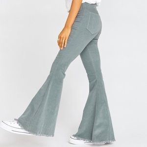 Show Me Your Mumu gray-blue corduroy bell bottoms